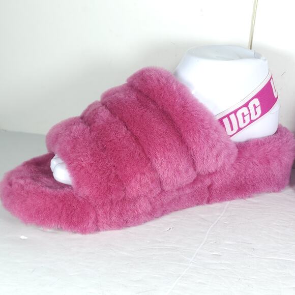 UGG Women's Fluff Yeah Slide US8 Fushia Fur Slip-On Flat Slippers Shoes - Picture 8 of 16